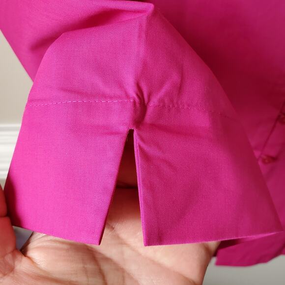 Foxcroft Women No Iron Magenta Pink Button Blouse Shirt 18 Mature Career Event - Picture 3 of 8